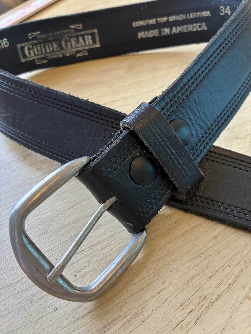 Genuine leather Belt Men’s 34 thick utility outdoor Guide Gear Workwear USA NWT